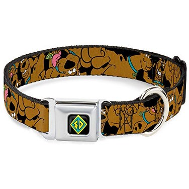 Buckle-Down Dog Collar Seatbelt Buckle Scooby Doo Stacked Close Up Black 15 to 26 Inches 10 Inch Wide