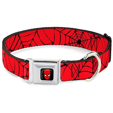 Buckle-Down BuckleDown Seatbelt Buckle Dog Collar Spiderweb RedBlack 15 Wide Fits 1832 Neck Large