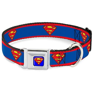 Buckle-Down BuckleDown Seatbelt Buckle Dog Collar Superman ShieldStripe RedBlue 1 Wide Fits 1526 Neck Large