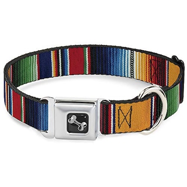 Buckle-Down BuckleDown Seatbelt Buckle Dog Collar Zarape2 Vertical Multi Color Stripe 1 Wide Fits 1526 Neck Large