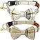 KUDES 2 PackSet Dog Collars with Bow Tie and Bells Adjustable Cute Dog Bow Ties Collar for SmallMediumLarge Boys and Girls Pets Beige Brown