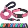 Ladoogo Reflective Dog Collar Padded with Soft Neoprene Breathable Adjustable Nylon Dog Collars for Small Medium Large Dogs XSmall Pack of 1 Pink CollarLeash