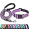 Ladoogo Reflective Dog Collar Padded with Soft Neoprene Breathable Adjustable Nylon Dog Collars for Small Medium Large Dogs Small Pack of 1 Purple CollarLeash