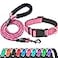 Ladoogo Reflective Dog Collar Padded with Soft Neoprene Breathable Adjustable Nylon Dog Collars for Small Medium Large Dogs Small Pack of 1 Pink CollarLeash