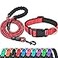 Ladoogo Reflective Dog Collar Padded with Soft Neoprene Breathable Adjustable Nylon Dog Collars for Small Medium Large Dogs Medium Pack of 1 Red CollarLeash