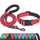 Ladoogo Reflective Dog Collar Padded with Soft Neoprene Breathable Adjustable Nylon Dog Collars for Small Medium Large Dogs Medium Pack of 1 Red CollarLeash