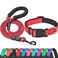 Ladoogo Reflective Dog Collar Padded with Soft Neoprene Breathable Adjustable Nylon Dog Collars for Small Medium Large Dogs Medium Pack of 1 Red CollarLeash