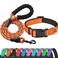Ladoogo Reflective Dog Collar Padded with Soft Neoprene Breathable Adjustable Nylon Dog Collars for Small Medium Large Dogs Medium Pack of 1 Orange CollarLeash
