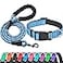 Ladoogo Reflective Dog Collar Padded with Soft Neoprene Breathable Adjustable Nylon Dog Collars for Small Medium Large Dogs Medium Pack of 1 Vivid Blue CollarLeash