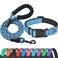 Ladoogo Reflective Dog Collar Padded with Soft Neoprene Breathable Adjustable Nylon Dog Collars for Small Medium Large Dogs Medium Pack of 1 Vivid Blue CollarLeash