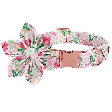 Lionet Paws Dog Collar with Flower Soft and Comfortable Adjustable Collar for Small Dogs Girl Neck 1016 inches