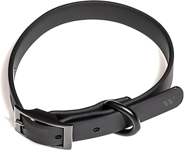 Wild One Dog Collar EasyClean All Weather FlexPoly Strap with Metal Durable Dirt and Odor Resistant Black L