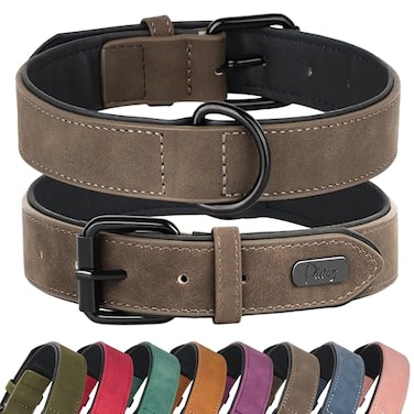 Didog Soft Padded PU Leather Dog Collar Breathable and Adjustable Dog Collars for Small Dogs Comfortable for Daily Walk Brown M Fit Neck 11141020 lbs