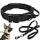 Antswish Tactical Dog Collar Leash Set Adjustable Military Training Nylon Collar Dog Training with Control Handleand Metal Buckle Dog Collar for Medium Large Dogs BlackM