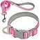 BARKBAY Dog Collar for Medium Small Large Dogs Reflective with LeashCollar and Leash for DogsSoft Neoprene Padded 2 PackPinkXS