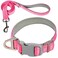 BARKBAY Dog Collar for Medium Small Large Dogs Reflective with LeashCollar and Leash for DogsSoft Neoprene Padded 2 PackPinkXS
