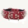 Haoyueer Sharp Spiked Studded Dog Collar 2 Inch Width Stylish Leather Dog Collars for Medium Large Dogs PitbullLabradorBoxer Rottweiler German ShepherdRedM