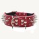 Haoyueer Sharp Spiked Studded Dog Collar 2 Inch Width Stylish Leather Dog Collars for Medium Large Dogs PitbullLabradorBoxer Rottweiler German ShepherdRedM