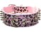 haoyueer Spiked Leather Dog Collar Bullet Rivets Studded 2 Inch Width Stylish Leather Dog Collars for Medium Large Dogs PitbullPink LeopardM
