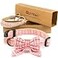 Pettsie Dog Bow Tie Collar with Matching Friendship Bracelet Adjustable Durable Hemp Soft Cotton Stylish Comfortable for Sensitive Skin Elegant Gift Box Medium Pink