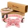 Pettsie Dog Bow Tie Collar with Matching Friendship Bracelet Adjustable Durable Hemp Soft Cotton Stylish Comfortable for Sensitive Skin Elegant Gift Box Medium Pink