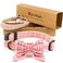 Pettsie Dog Bow Tie Collar with Matching Friendship Bracelet Adjustable Durable Hemp Soft Cotton Stylish Comfortable for Sensitive Skin Elegant Gift Box Medium Pink