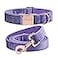 ARING PET Velvet Dog Collar and Leash Set Soft Purple Dog Collar and Leash Adjustable Collars for Dogs