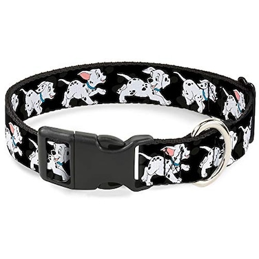 Buckle-Down BuckleDown Plastic Clip Collar Dalmatians RunningPaws BlackGrayWhiteBlack 1 Wide Fits 1117 Neck Medium