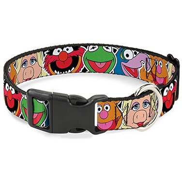 Buckle-Down BuckleDown Plastic Clip Collar Muppets Faces CLOSEUP Black 1 Wide Fits 1117 Neck Medium