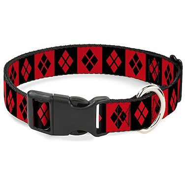 Buckle-Down BuckleDown Plastic Clip Collar Harley Quinn Diamond Blocks RedBlack BlackRed 1 Wide Fits 1117 Neck Medium