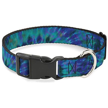 Buckle-Down BuckleDown Plastic Clip Collar Tie Dye GreenBluePurple 1 Wide Fits 1526 Neck Large