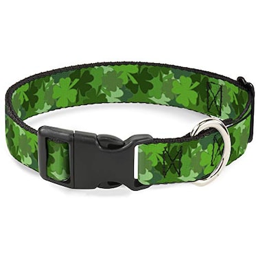 Buckle-Down BuckleDown 1526 St PatS Stacked Shamrocks Greens Plastic Clip Collar Large