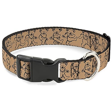 Buckle-Down Grateful Dead Pet Collar Dog Collar Plastic Buckle Dancing Bears Tan Black 15 to 24 Inches 10 Inch Wide