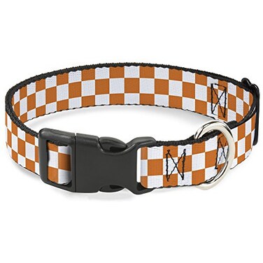 Buckle-Down BuckleDown Plastic Clip Collar Checker WhiteTN Orange 15 Wide Fits 1623 Neck Medium