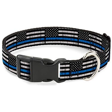Buckle-Down BuckleDown PCW30170WL Ana Weathered Flag BlackGrayBlue Plastic Clip Collar Wide Large1832