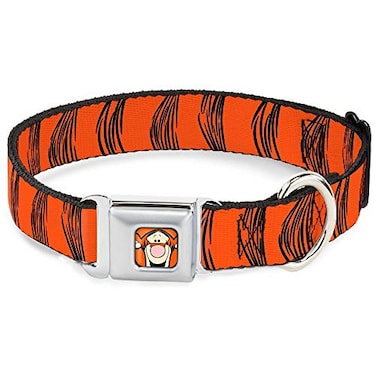 Buckle-Down Dog Collar Seatbelt Buckle Tigger Stripes Orange Black 18 to 32 Inches 15 Inch Wide
