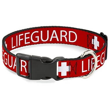 Buckle-Down BuckleDown Plastic Clip Collar LIFEGUARDLogo RedWhite 15 Wide Fits 1832 Neck Large