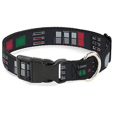 Buckle-Down Dog Collar Plastic Clip Star Wars Darth Vader Utility Belt Bounding3 Black Grays Reds 6 to 9 Inches 05 Inch Wide
