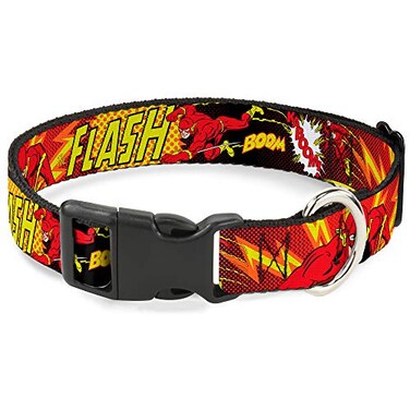 Buckle-Down Dog Collar Plastic Clip The Flash Boom Kaboom 6 to 9 Inches 05 Inch Wide