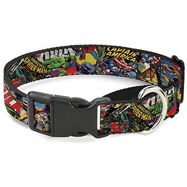 Buckle-Down BuckleDown Dog Collar Martingale Retro Marvel Comic Books Stacked Close Up 9 to 15 Inches 10 Inch Wide