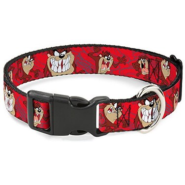 Buckle-Down BuckleDown Plastic Clip Collar Tasmanian Devil Expressions Red Swirl 1 Wide Fits 915 Neck Small