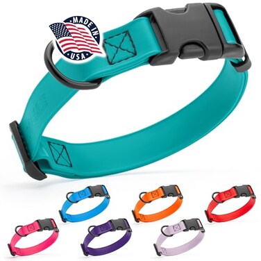Dogline Biothane Waterproof Dog Collar with Quick Release Buckle Strong Coated Nylon Webbing with Odor Proof for Easy Care Easy to Clean Fits Small Medium or Large Dogs Teal 1 W 1523 L