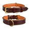 DowgClub Genuine Leather Dog Collar 1 Wide Full Grain Padded Heavy Duty with Brass Buckle for Small Medium Large XL Dogs Medium Fit Neck Size 145185 Brown