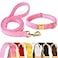 GAMUDA Velvet Dog Collar and Leash Super Soft and Smooth Heavy Duty Gold Buckle Comfortable and Easy to Clean Adjustable Collar for Dog S Pink