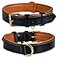DowgClub Leather Dog Collar for Medium Dogs Black 1 Inch Wide Genuine Full Grain Leather Heavy Duty with Soft Inner Padding Comfortable and Durable Medium Fit Neck Size 145185 Black