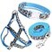Mile High Life Leopard Dog Harness Collar Leash Set Adjustable No Pull Dog Halter Harness for Small Breed Dogs Easy Control for Training Walking Blue XS Chest 915 Neck 812