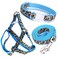 Mile High Life Leopard Dog Harness Collar Leash Set Adjustable No Pull Dog Halter Harness for Small Breed Dogs Easy Control for Training Walking Blue XS Chest 915 Neck 812