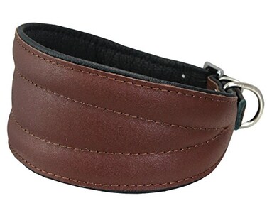 Dogs My Love Real Leather Extra Wide Padded Tapered Dog Collar 1113 Neck 2 Wide Brown