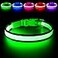 Flashseen LED Dog Collar Light Up Dog Collar USB Rechargeable Brightest Dog Lights for Night Walking Adjustable Dog Collar Light for Dog Safety Green Medium