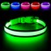 Flashseen LED Dog Collar Light Up Dog Collar USB Rechargeable Brightest Dog Lights for Night Walking Adjustable Dog Collar Light for Dog Safety Green Medium